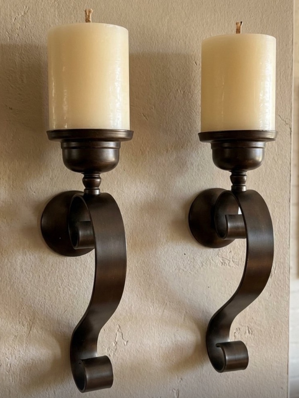 Bronze Scroll Wall Sconce Pair Set of 2 16” Height